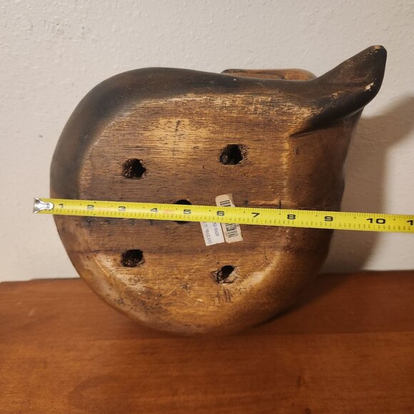 Sleeping Cat Wooden Sculpture Hand-Carved Decor 10" H x 9" L - Picture 10 of 11